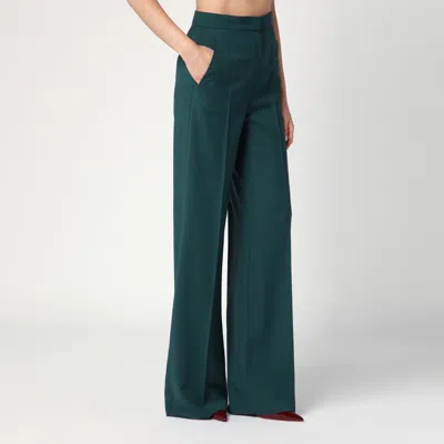 Max Mara Green Straight Trousers In Wool
