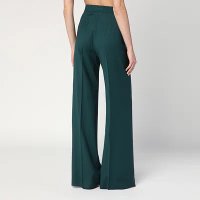 Max Mara Green Straight Trousers In Wool