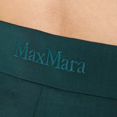 Max Mara Green Straight Trousers In Wool