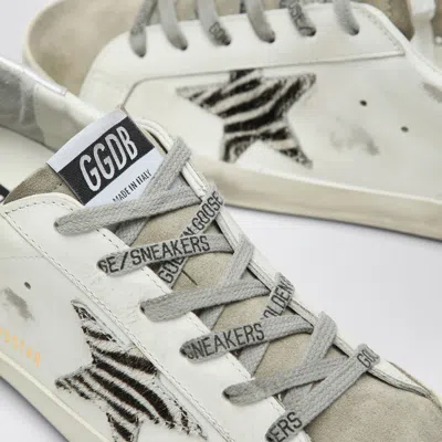 Golden Goose Super-star Sneakers With Zebra Pony Hair Star