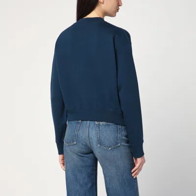 Chloé Blue Crewneck Sweatshirt With Logo Lettering Print In Cotton Woman