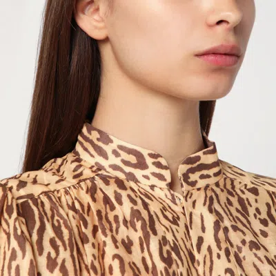 Zimmermann Leopard Print Short Dress In Linen
