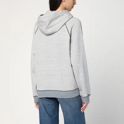 Chloé Hooded Cotton Blend Sweatshirt With Kangaroo Pocket In Gray
