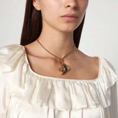 Chloé Charm Necklace In Vintage Gold Brass