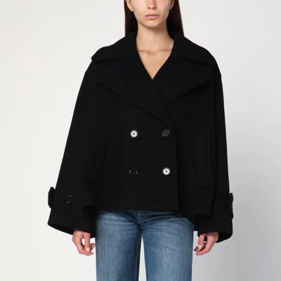 Chloé Double-breasted Black Coat In Wool Blend