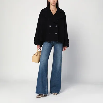 Chloé Double-breasted Black Coat In Wool Blend