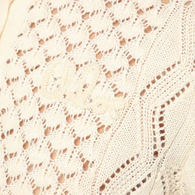 Chloé Latte-colored Crochet Cardigan In Blend