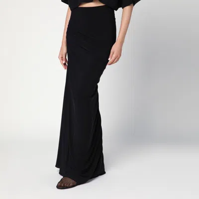 Alaïa Long Draped Black Skirt In Jersey In Black