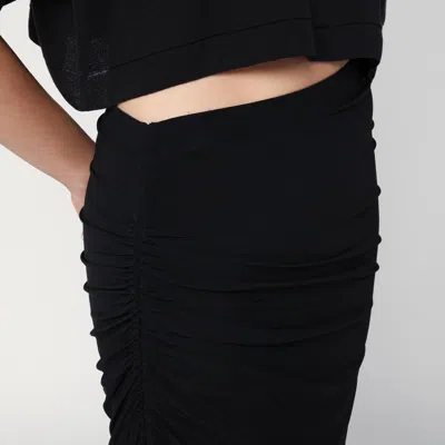Alaïa Long Draped Black Skirt In Jersey In Black