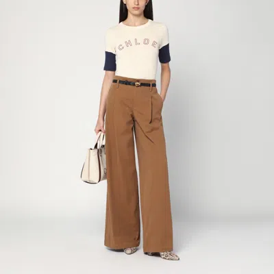 Chloé Brown Palazzo Pants In Cotton
