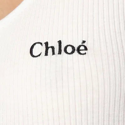 Chloé Logo Embroidered Cotton Rib Tank