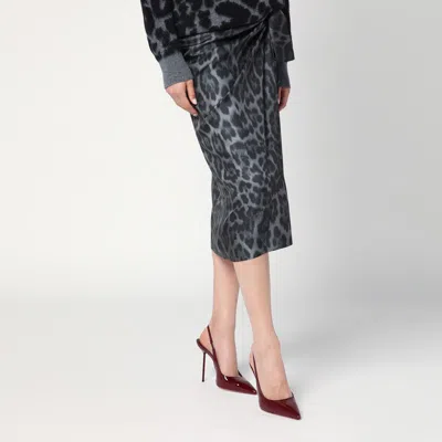 Stella Mccartney Gonna Midi Leopardata Con Nodo In Black