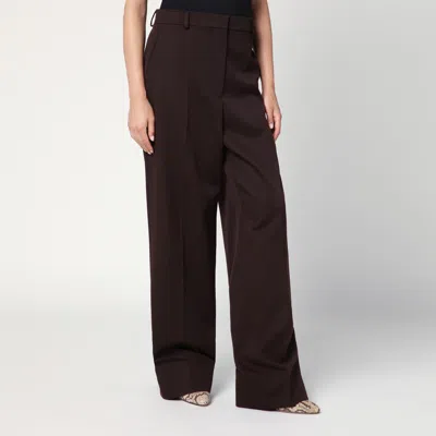 Stella Mccartney Straight Leg Trousers In Plum Wool In Brown