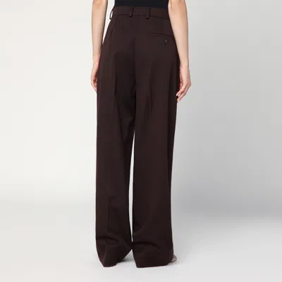 Stella Mccartney Straight Leg Trousers In Plum Wool In Brown