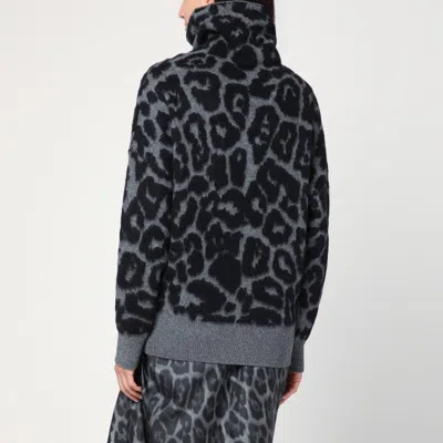 Stella Mccartney Leopard Print Turtleneck Sweater In Wool