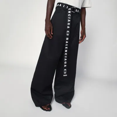 Balenciaga Logo-lettering Double-ring Belt In Black