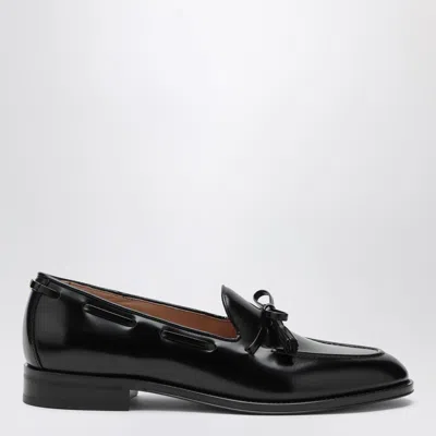 Valentino Bowshire Loafers In Black Glossy Calfskin