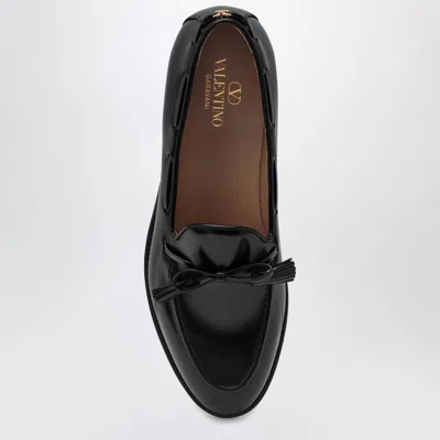 Valentino Bowshire Loafers In Black Glossy Calfskin