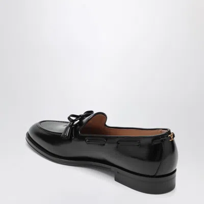 Valentino Bowshire Loafers In Black Glossy Calfskin