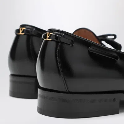 Valentino Bowshire Loafers In Black Glossy Calfskin