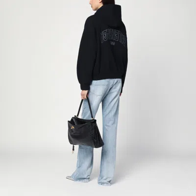 Balenciaga Washed Black Flipped Uni Regular Fit Zip Hoodie In Black
