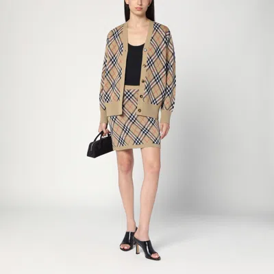 Burberry Wool And Mohair Blend Check Cardigan