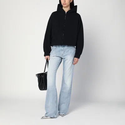 Balenciaga Washed Black Flipped Uni Regular Fit Zip Hoodie In Black