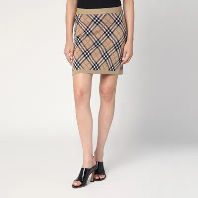 Burberry Embroidered Wool Blend Mini Skirt In Brown