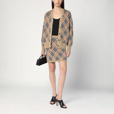 Burberry Embroidered Wool Blend Mini Skirt In Brown