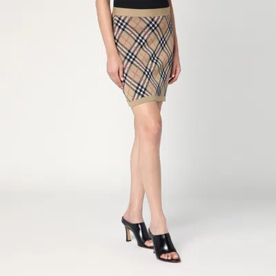 Burberry Embroidered Wool Blend Mini Skirt In Brown
