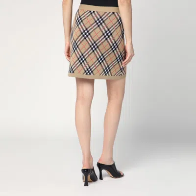 Burberry Embroidered Wool Blend Mini Skirt In Brown