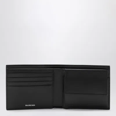 Balenciaga Black Bi-fold Credit Wallet In Hammered Leather Men