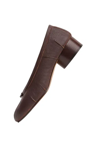 Maison Margiela Ballerina Shoes In Soft Textured Leather In Brown