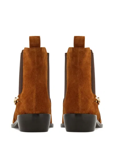 Ferragamo F Buckle Chelsea Boot In Brown