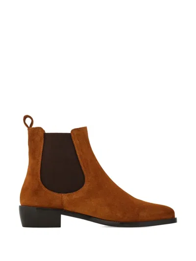 Ferragamo F Buckle Chelsea Boot In Brown