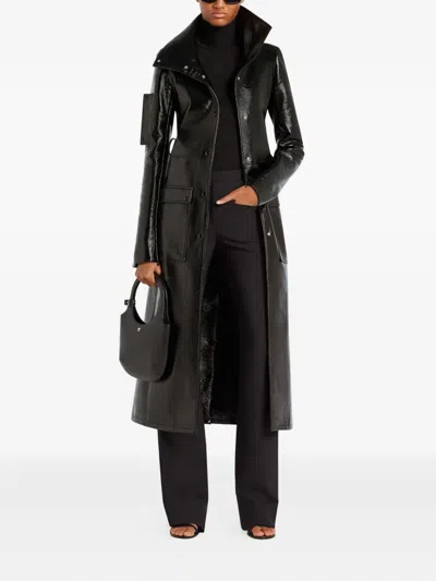 Courrèges High-shine Trench Coat In Black