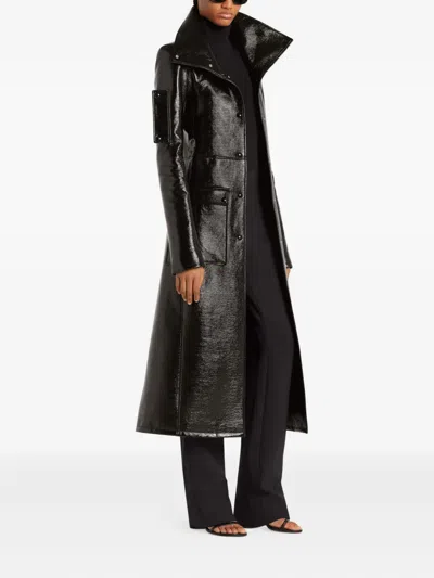 Courrèges High-shine Trench Coat In Black