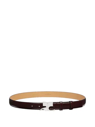 Courrèges Burgundy Belt In Naplack Calfskin In Brown