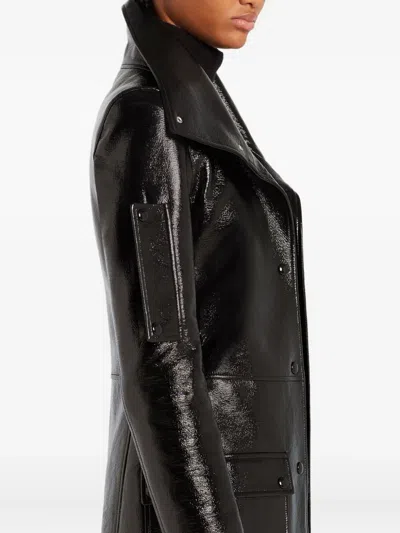 Courrèges High-shine Trench Coat In Black