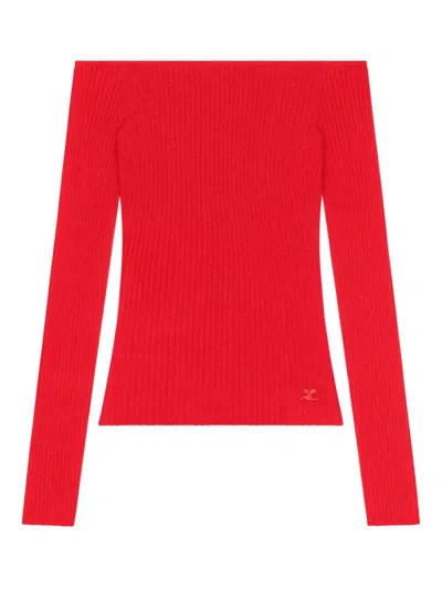 Courrèges Ribbed Off-shoulder Top