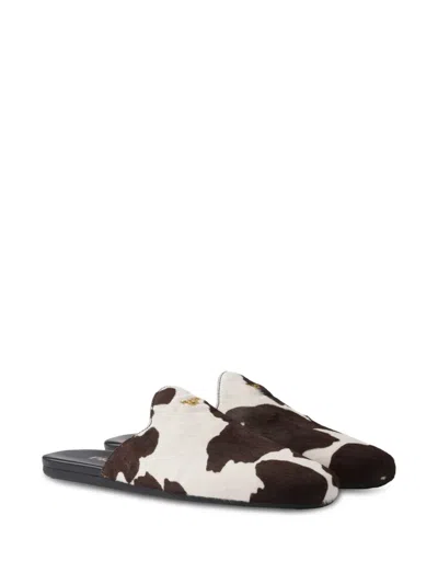 Prada Cow-print Slip-on Mules In Multi