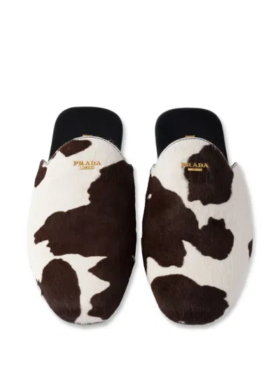 Prada Cow-print Slip-on Mules In Multi
