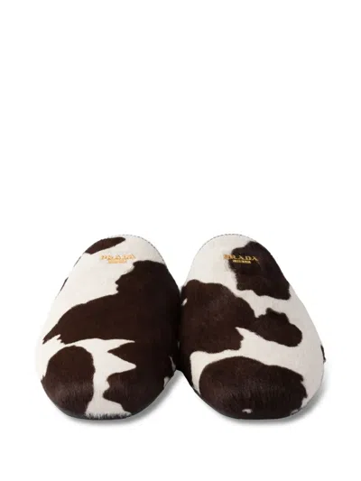Prada Cow-print Slip-on Mules In Multi