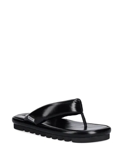 Naked Wolfe Hilary Padded Leather Thong Slides In Black