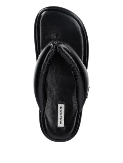 Naked Wolfe Hilary Padded Leather Thong Slides In Black