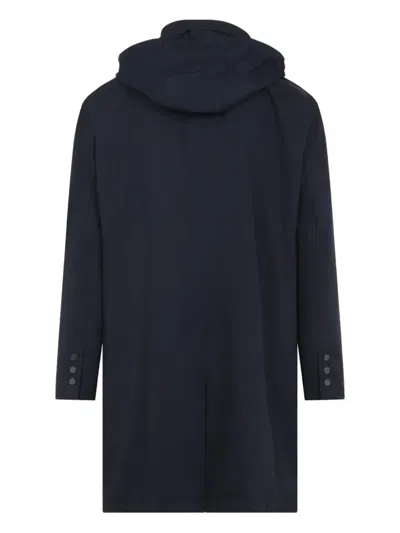 Kiton Polyester Coat With Standing Collar And Hidden Hood In Black