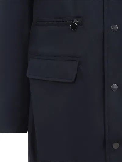 Kiton Polyester Coat With Standing Collar And Hidden Hood In Black