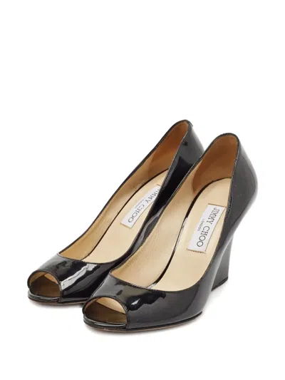 Pre-owned Jimmy Choo 2014 85mm Baxen Patent Leather Wedged Pumps