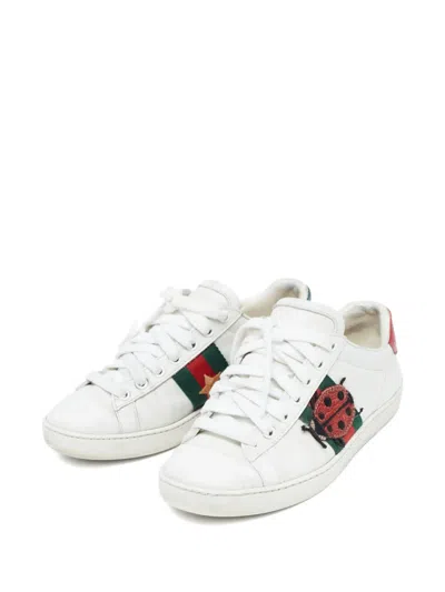 Pre-owned Gucci 2024 Ace Ladybug Web-stripe Sneakers