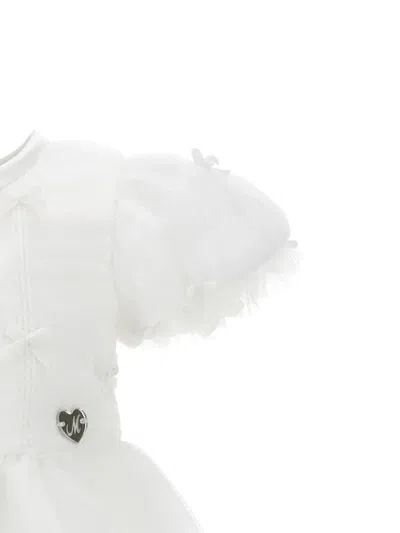 Monnalisa Puff-sleeved Dress In White